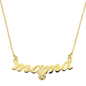 9K GARGANTILLA ORO AMARILLO MAMA CON CIRCONITA CADENA FORZADA 45CM