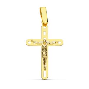 18K CRUZ ORO AMARILLO CON CRISTO CALADA 26X16 MM