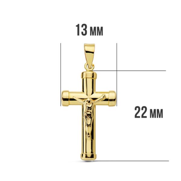 18K CRUZ ORO AMARILLO CON CRISTO PALO OVAL 24X13 MM - Imagen 2
