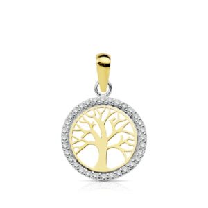 18K COLGANTE ORO BICOLOR ARBOL DE LA VIDA 13 MM