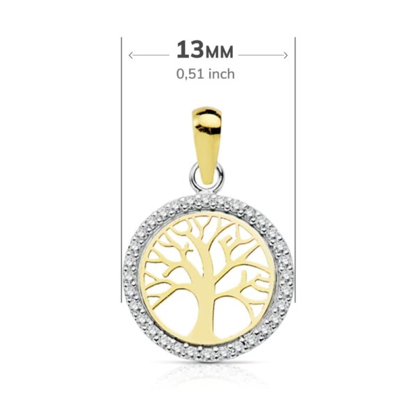 18K COLGANTE ORO BICOLOR ARBOL DE LA VIDA 13 MM - Imagen 2