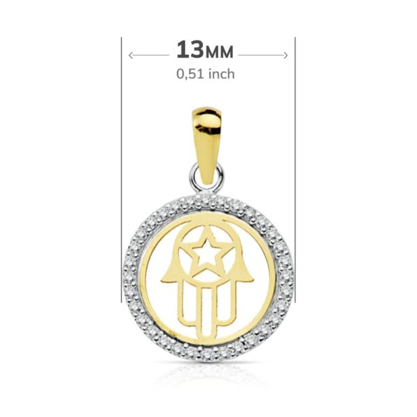 18K COLGANTE ORO BICOLOR MANO DE FATIMA 13 MM - Imagen 2