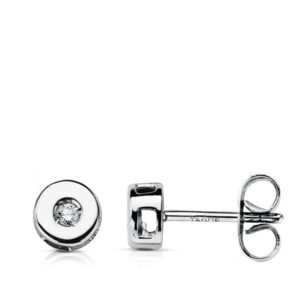 18K PENDIENTES ORO BLANCO DIAMANTES TALLA BRILLANTE CHATON.5 MM 0,04 QTS CIERRE PRESION