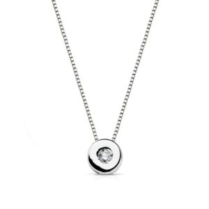 18K GARGANTILLA ORO BLANCO CHATON 5MM DIAMANTE 0,02 QTS. H-I CADENA 42CM