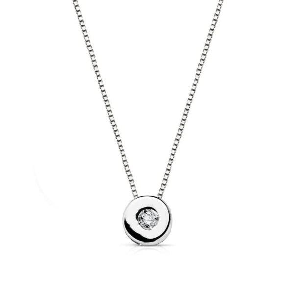 18K GARGANTILLA ORO BLANCO CHATON 5MM DIAMANTE 0,02 QTS. H-I CADENA 42CM