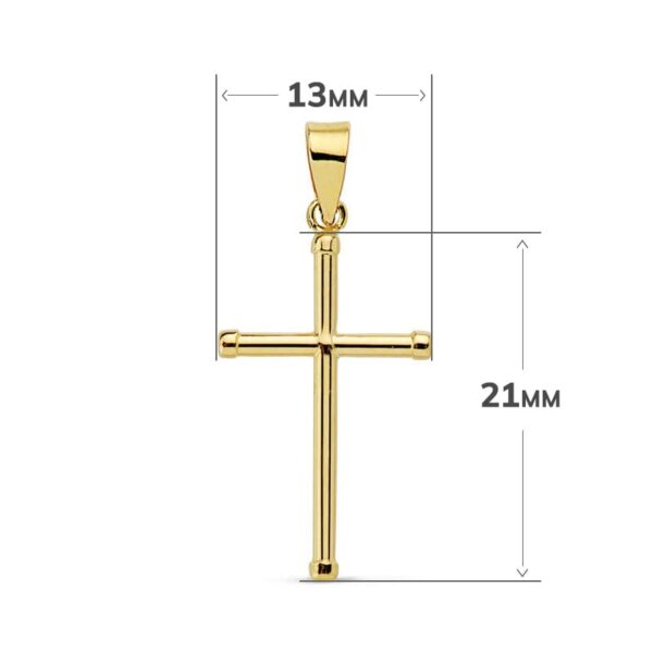 18K CRUZ ORO AMARILLO LISA TUBO 1.5 MM 21X13MM - Imagen 2