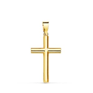 18K CRUZ ORO AMARILLO LISA TUBO HUECO 2.5 MM 21X13 MM