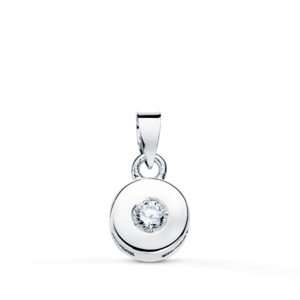18K COLGANTE ORO BLANCO CHATON 5.5 MM DIAMANTE TALLA BRILLANTE 0,050 QTS SI-H