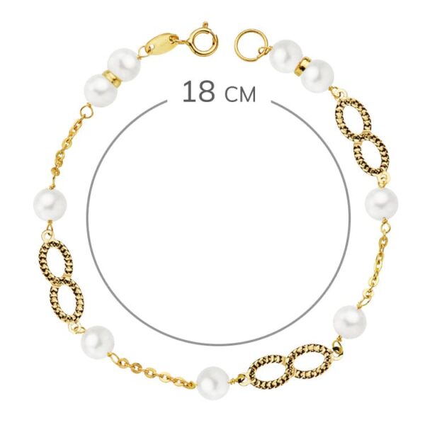 18K PULSERA ORO AMARILLO COMUNION PERLA 5.5 MM 18CM - Imagen 2