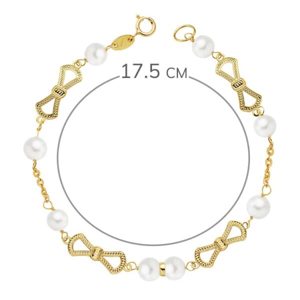 18K PULSERA ORO AMARILLO COMUNION PERLA 5.5 MM 17.50CM - Imagen 2