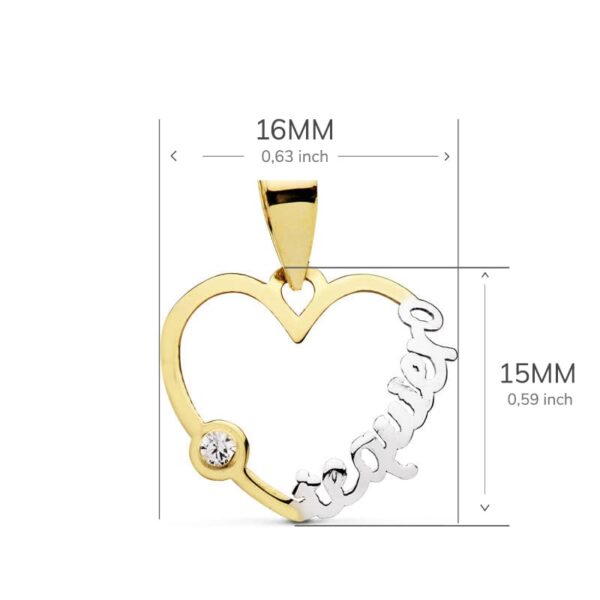 18K COLGANTE BICOLOR " TE QUIERO " . 16X15 MM - Imagen 2