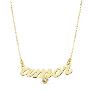 18K COLLAR ORO AMARILLO " AMOR " 45CM CIRCONITA