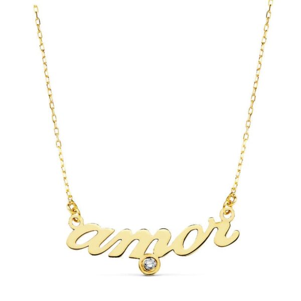 18K COLLAR ORO AMARILLO " AMOR " 45CM CIRCONITA