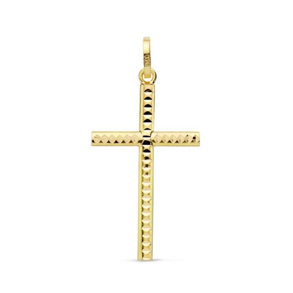 18K CRUZ ORO AMARILLO TALLADA 25X14 MM