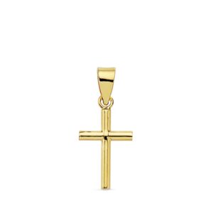 18K CRUZ ORO AMARILLO LISA 15X8X1.5 MM