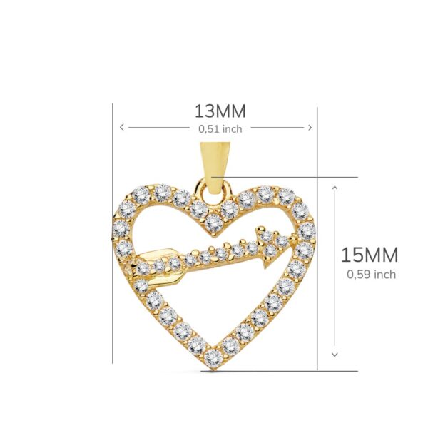 18K COLGANTE ORO AMARILLO CORAZON Y FLECHA 15X13 MM - Imagen 2