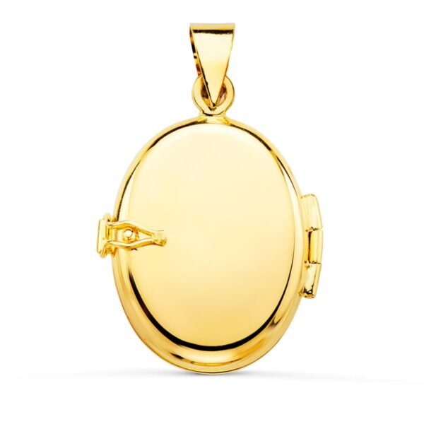 18K GUARDAPELO DIJE PORTAFOTOS ORO AMARILLO OVAL LISO 22X19 MM - Imagen 2