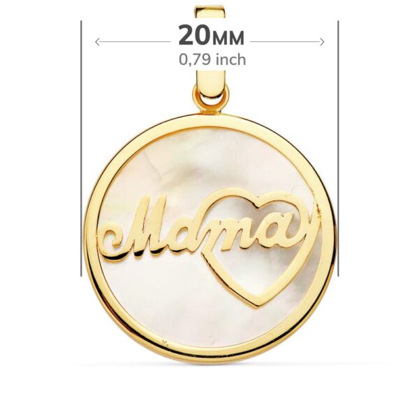18K COLGANTE ORO AMARILLO NACAR MAMA CORAZON 20 MM - Imagen 3