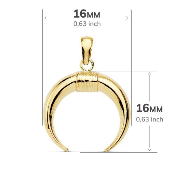18K COLGANTE ORO AMARILLO CUERNO 16X16 MM - Imagen 2