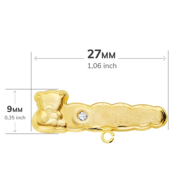 18K ALFILER ORO AMARILLO OSO TALLADO CON CIRCONITA 27X9 MM - Imagen 2