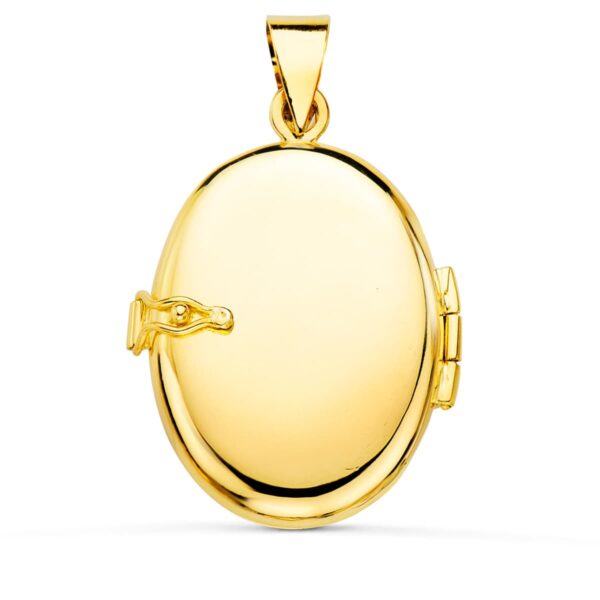 18K GUARDAPELO DIJE PORTAFOTOS ORO AMARILLO OVAL LISO 25X20 MM - Imagen 2