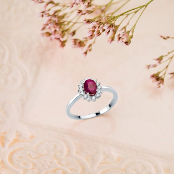18K SORTIJA ORO BLANCO RUBI 1,04 QT. DIAMANTES 0.290 QTS. SI-H - Imagen 2