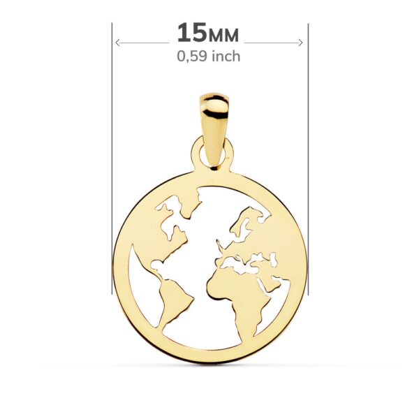 18K COLGANTE ORO AMARILLO MAPAMUNDI CALADO 15 MM - Imagen 2
