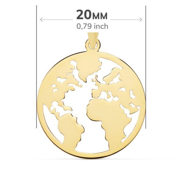 18K COLGANTE ORO AMARILLO MAPAMUNDI CALADO 20 MM - Imagen 2