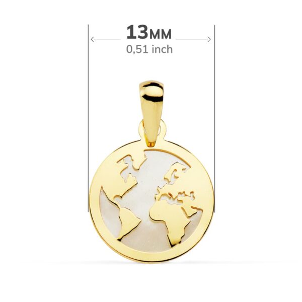 18K COLGANTE ORO AMARILLO MAPAMUNDI NACAR 13 MM - Imagen 2