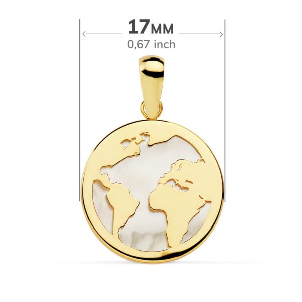 18K COLGANTE ORO AMARILLO MAPAMUNDI NACAR 17 MM - Imagen 2