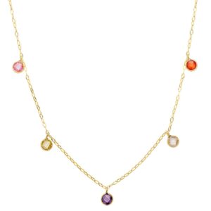 18K GARGANTILLA ORO AMARILLO PIEDRAS 5 MM CADENA FORZADA 45CM