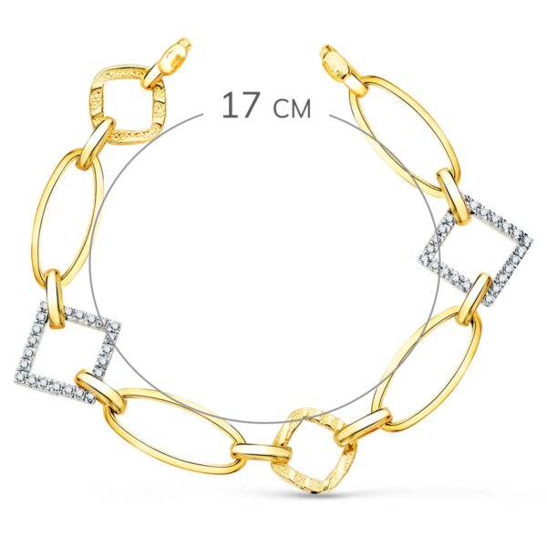 18K PULSERA ORO BICOLOR ESLABONES Y CIRCONITA ANCHO 16 MM LARGO 17CM - Imagen 2