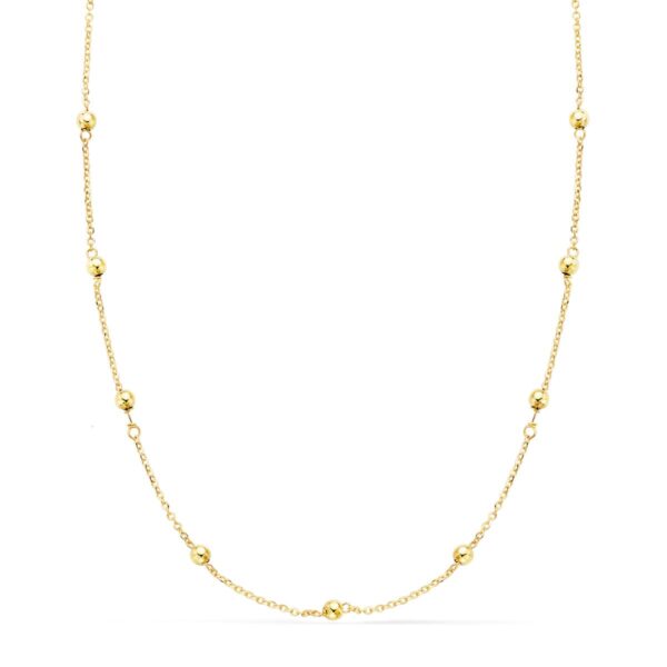 18K CADENA ORO AMARILLO MACIZA FORZADA CON BOLAS LISAS 3 MM LARGO 45CM