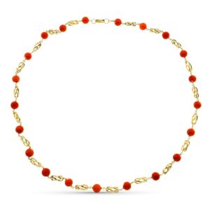 18K GARGANTILLA ORO AMARILLO JAULA CORAL FINO JAPONES 7.5 MM 60CM