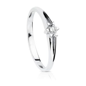 18K SOLITARIO DIAMANTES TALLA BRILLANTE ORO BLANCO 0.100 QTS. SI-H