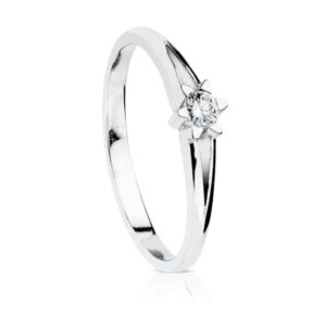 18K SOLITARIO DIAMANTE TALLA BRILLANTE ORO BLANCO 0,150 QTS. SI-H