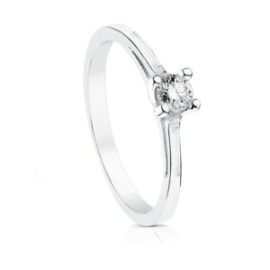 18K SOLITARIO ORO BLANCO DIAMANTES TALLA BRILLANTE 0.200 QTS. SI-H