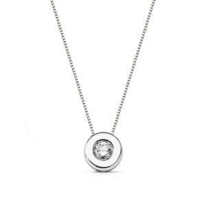 18K COLGANTE DIAMANTE ORO BLANCO 6,5MM 0,110 QTS H-SI.