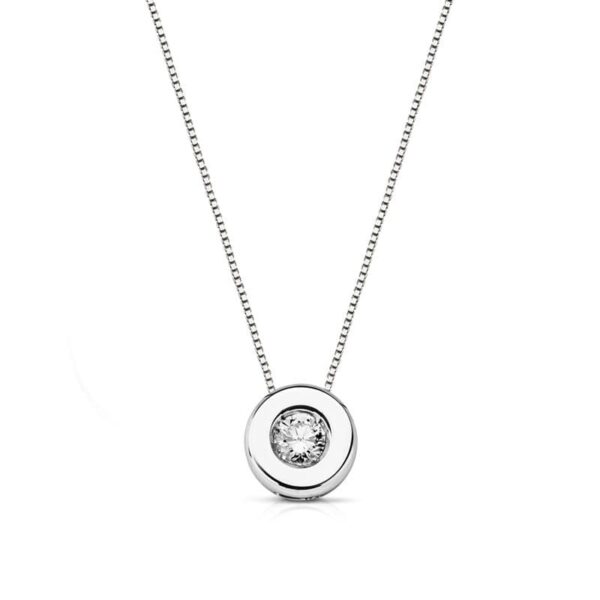 18K COLGANTE DIAMANTE ORO BLANCO 6,5MM 0,110 QTS H-SI.