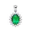 18K COLGANTE ORO BLANCO ESMERALDA 9X7 MM 1.74 QTS. DIAMANTES SI-H 0.52 QTE 14X12 MM