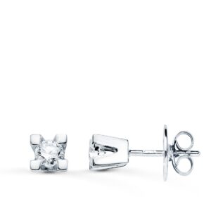 18K PENDIENTES ORO BLANCO BRILLANTES 2,75 MM 0,20QTES SI-H CIERRE PRESION 4X4 MM