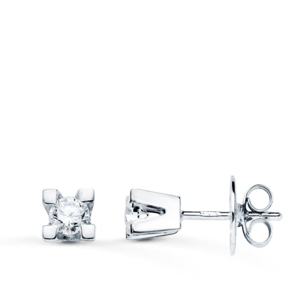 18K PENDIENTES ORO BLANCO BRILLANTES 2,75 MM 0,20QTES SI-H CIERRE PRESION 4X4 MM