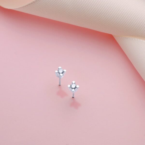 18K PENDIENTES ORO BLANCO BRILLANTES 2,75 MM 0,20QTES SI-H CIERRE PRESION 4X4 MM - Imagen 2