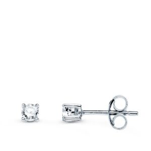 18K PENDIENTES ORO BLANCO DIAMANTES 2,75 MM 0,20 QTS. SI-H CIERRE PRESION 3X3 MM