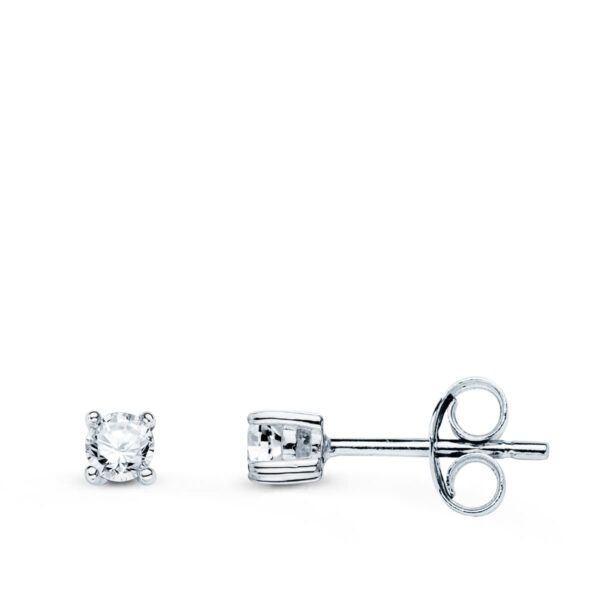 18K PENDIENTES ORO BLANCO DIAMANTES 2,75 MM 0,20 QTS. SI-H CIERRE PRESION 3X3 MM