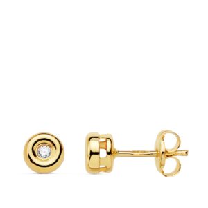 18K PENDIENTES ORO AMARILLO DIAMANTES TALLA BRILLANTE 1,8 MM 0,05 QTS. CIERRE PRESION 4,5 MM