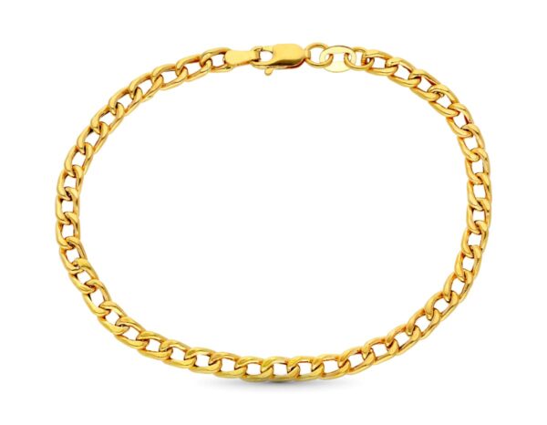 18K PULSERA ORO AMARILLO HUECA ESLABON BARBADO 18.5 CM 3 MM