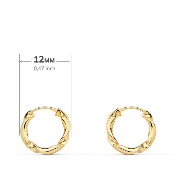 18K AROS ORO AMARILLO HUECOS RETORCIDOS. 12X2 MM - Imagen 2