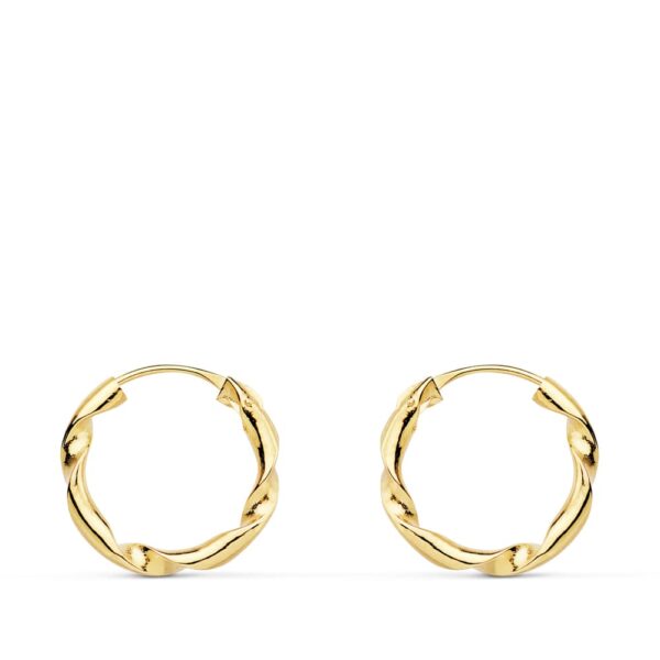 18K AROS ORO AMARILLO HUECOS RETORCIDOS. 14X2 MM