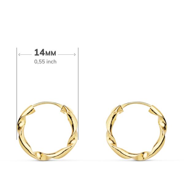 18K AROS ORO AMARILLO HUECOS RETORCIDOS. 14X2 MM - Imagen 2
